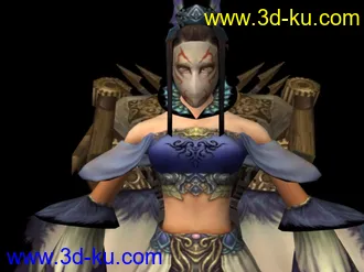 3D打印模型obj和mb格式两套，武侠女性角色，后背携带蝠翅机括的图片