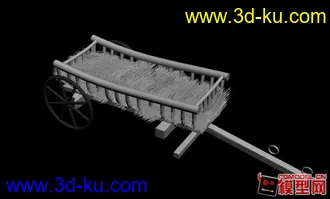 3D打印模型铺有干草的马车的图片