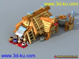 3D打印模型发一个卡通版的杂货小店铺场景的图片