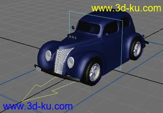 3D打印模型带绑定的蓝色老式小汽车的图片