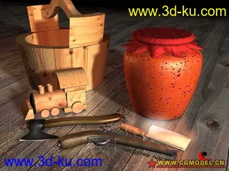 3D打印模型木桶酒坛火枪菜刀的图片