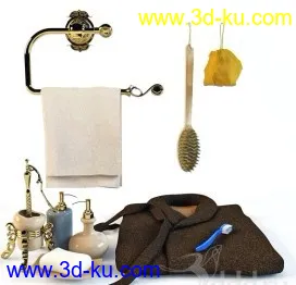 3D打印模型卫浴组件（之一）毛巾架、睡衣、洗发露的图片