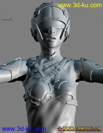 3D打印模型王氏《QIQI着装版》完整眼睛布线带盔甲的图片