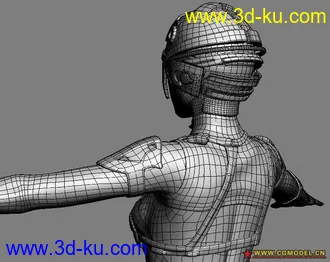 3D打印模型王氏《QIQI着装版》完整眼睛布线带盔甲的图片