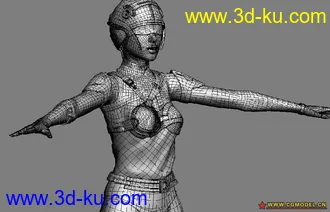 3D打印模型王氏《QIQI着装版》完整眼睛布线带盔甲的图片