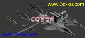 一套游戏用军事模型合集（集合了装甲车、飞机、军舰和航空模型）的图片