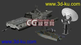 一套游戏用军事模型合集（集合了装甲车、飞机、军舰和航空模型）的图片