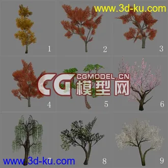 一组景观树模型的图片