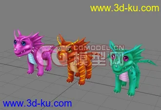 3D打印模型3只Q版恐龙的图片