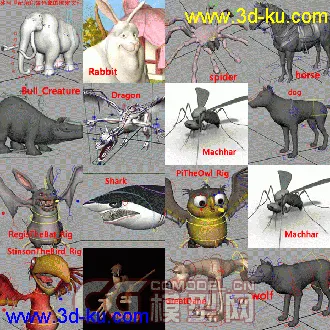 3D打印模型动画师必备的绑定联系动画文件60多件的图片