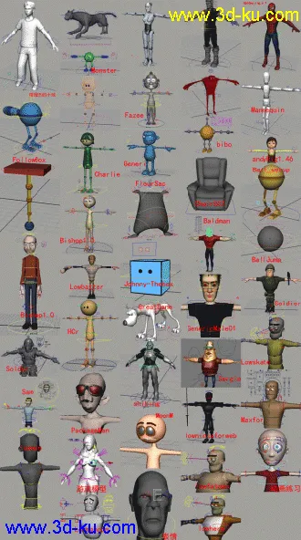 3D打印模型动画师必备的绑定联系动画文件60多件的图片