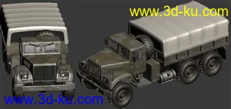 3D交通工具模型,俄罗斯Kraz 255 B军事卡车模型的图片
