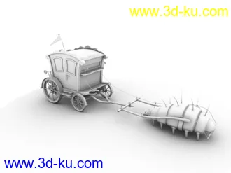 3D打印模型临摹作品一辆可爱的小马车的图片
