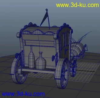 3D打印模型临摹作品一辆可爱的小马车的图片