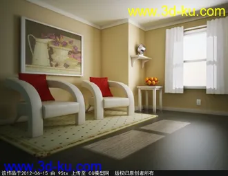 3D打印模型最近学Vray for maya时练习的小房间灯光的图片