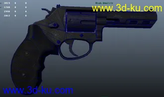 左轮手枪模型下载，带颜色法线高光的图片