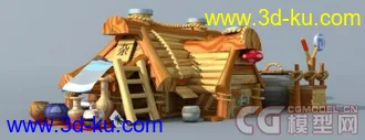 3D打印模型一个卡通杂货店铺小木屋的图片