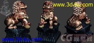3D园林景观小品模型,中式次时代铜狮模型的图片