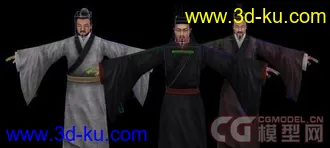3D打印模型3个古代人物.带绑定.可调动作.的图片