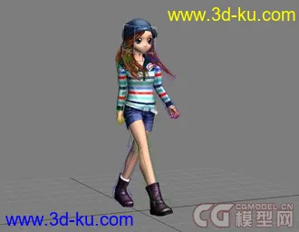 3D打印模型劲舞团-女+绑定+走路循环动画的图片