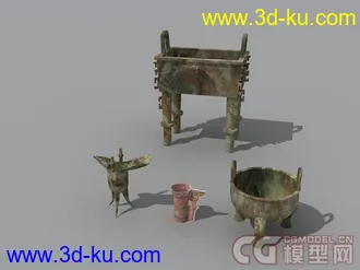 四个青铜模型一个包的图片