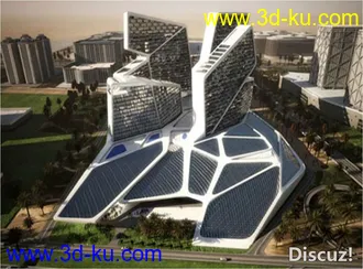 为项目做的一个未来太阳能大楼模型的图片