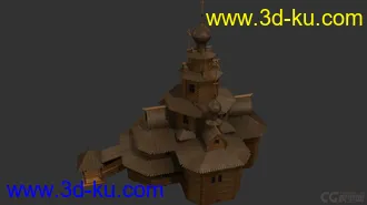 3D打印模型一个古老部落风格的木头房子的图片