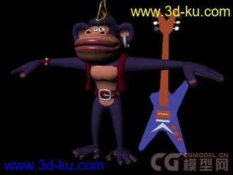 3D打印模型嘻哈、音乐、电吉他、紫色、猴子！的图片