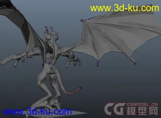 带翅膀怪兽模型下载！有骨骼，绑定！的图片