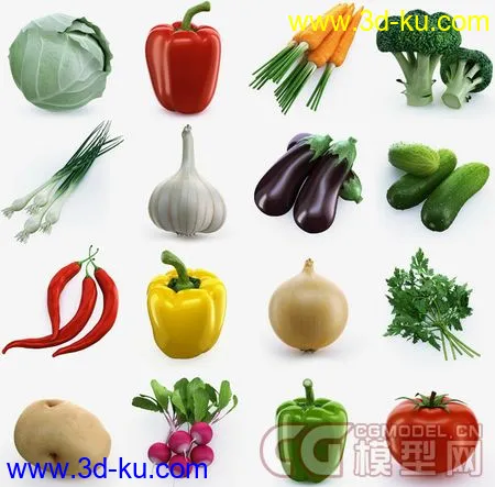CGAXIS collection of Vegetables (蔬菜模型合集)的图片1