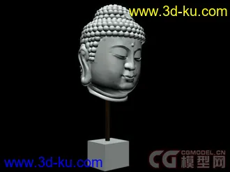 雕塑品-佛头3D模型的图片