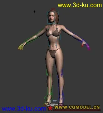 3D打印模型蒙皮绑定后的自带贴图女性的图片