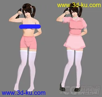 3D打印模型H-game 的大波美女，做的很精致的。（max8.0）的图片