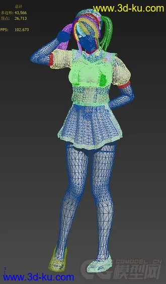 3D打印模型H-game 的大波美女，做的很精致的。（max8.0）的图片