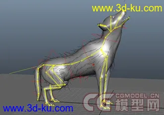 3D打印模型狼 带动画材质~~毛发！！的图片