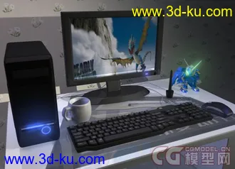 作品名《游戏时间》办公桌电脑模型的图片