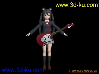 3D打印模型可爱的吉他女孩的图片