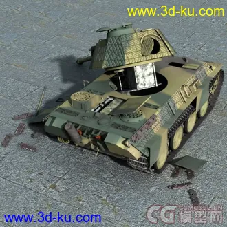 3D打印模型被击毁的坦克四辆 M4A1 Panther Tiger King Tiger(更新加一辆)的图片