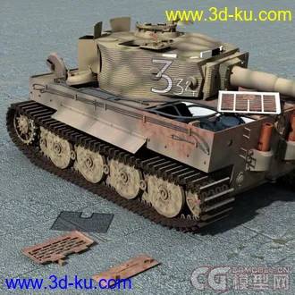3D打印模型被击毁的坦克四辆 M4A1 Panther Tiger King Tiger(更新加一辆)的图片