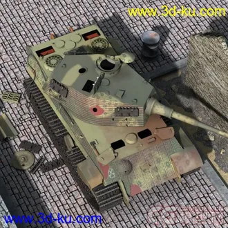 3D打印模型被击毁的坦克四辆 M4A1 Panther Tiger King Tiger(更新加一辆)的图片