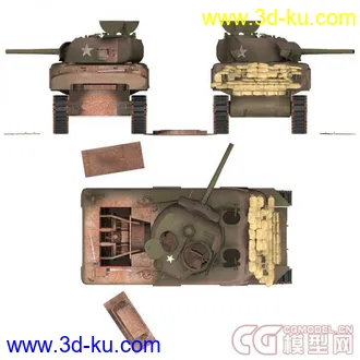 3D打印模型被击毁的坦克四辆 M4A1 Panther Tiger King Tiger(更新加一辆)的图片