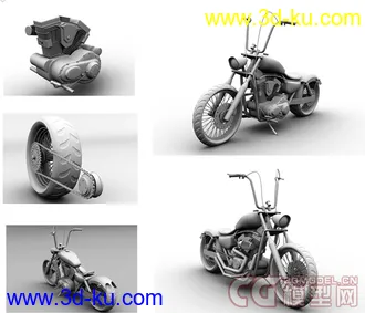 3D打印模型自己做的比较精细的哈雷摩托车。的图片