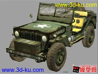 3D打印模型军用吉普车低模烘焙的图片