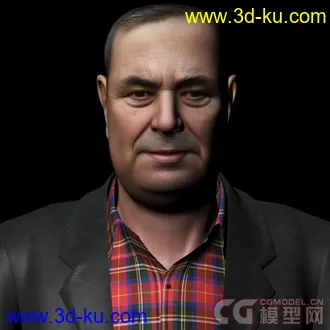 3D打印模型电影级的老人半身像，有贴图，很精致的图片