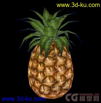 3D打印模型低模菠萝一个+贴图+obj通用的图片