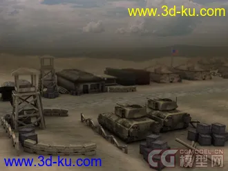 3D打印模型【美军营地】一个建模美军的营地场景的图片