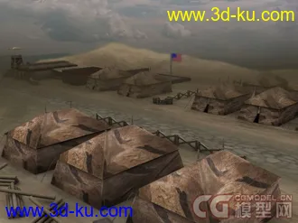 3D打印模型【美军营地】一个建模美军的营地场景的图片