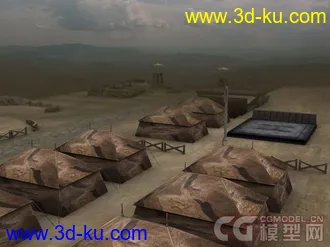 3D打印模型【美军营地】一个建模美军的营地场景的图片