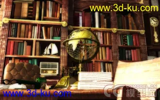 3D打印模型超经典欧式古典书房，贴图齐全的图片