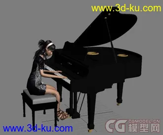 3D打印模型弹钢琴女人（贴图+骨骼+动作）的图片